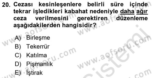 Vergi Ceza Hukuku Dersi 2022 - 2023 Yılı (Vize) Ara Sınav Soruları 20. Soru