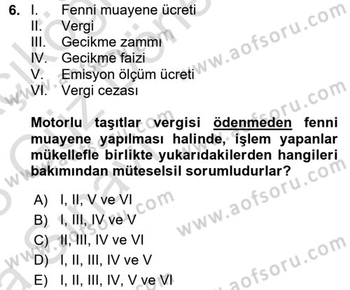 Vergi Ceza Hukuku Dersi 2022 - 2023 Yılı (Vize) Ara Sınav Soruları 6. Soru