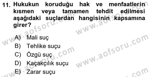 Vergi Ceza Hukuku Dersi 2022 - 2023 Yılı (Final) Dönem Sonu Sınav Soruları 11. Soru