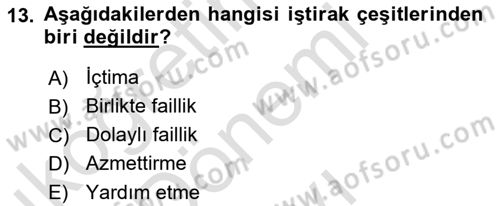 Vergi Ceza Hukuku Dersi 2022 - 2023 Yılı (Final) Dönem Sonu Sınav Soruları 13. Soru
