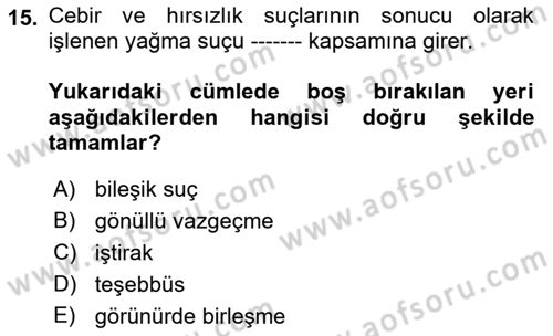Vergi Ceza Hukuku Dersi 2022 - 2023 Yılı (Final) Dönem Sonu Sınav Soruları 15. Soru