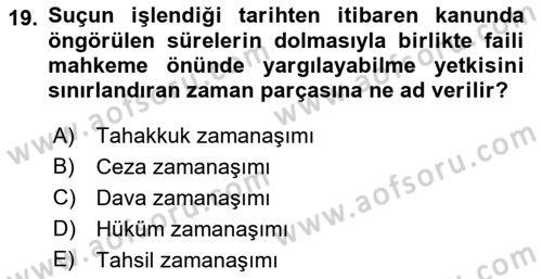 Vergi Ceza Hukuku Dersi 2022 - 2023 Yılı (Final) Dönem Sonu Sınav Soruları 19. Soru