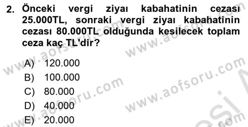 Vergi Ceza Hukuku Dersi 2022 - 2023 Yılı (Final) Dönem Sonu Sınav Soruları 2. Soru