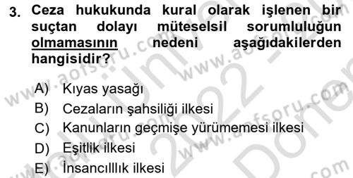 Vergi Ceza Hukuku Dersi 2022 - 2023 Yılı (Final) Dönem Sonu Sınav Soruları 3. Soru