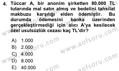 Vergi Ceza Hukuku Dersi 2022 - 2023 Yılı (Final) Dönem Sonu Sınav Soruları 4. Soru