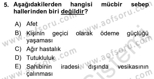 Vergi Ceza Hukuku Dersi 2022 - 2023 Yılı (Final) Dönem Sonu Sınav Soruları 5. Soru