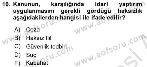 Vergi Ceza Hukuku Dersi 2023 - 2024 Yılı (Vize) Ara Sınav Soruları 10. Soru