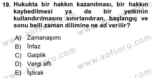 Vergi Ceza Hukuku Dersi 2023 - 2024 Yılı (Final) Dönem Sonu Sınav Soruları 19. Soru