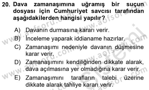 Vergi Ceza Hukuku Dersi 2023 - 2024 Yılı (Final) Dönem Sonu Sınav Soruları 20. Soru