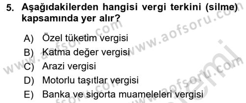 Vergi Ceza Hukuku Dersi 2023 - 2024 Yılı (Final) Dönem Sonu Sınav Soruları 5. Soru