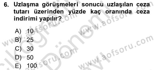 Vergi Ceza Hukuku Dersi 2023 - 2024 Yılı (Final) Dönem Sonu Sınav Soruları 6. Soru