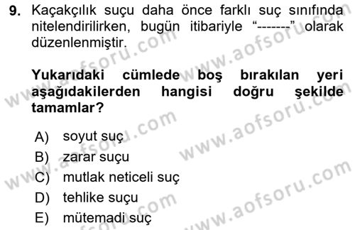 Vergi Ceza Hukuku Dersi 2023 - 2024 Yılı (Final) Dönem Sonu Sınav Soruları 9. Soru