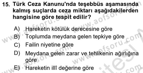 Vergi Ceza Hukuku Dersi 2023 - 2024 Yılı Yaz Okulu Sınav Soruları 15. Soru