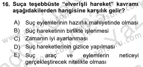 Vergi Ceza Hukuku Dersi 2023 - 2024 Yılı Yaz Okulu Sınav Soruları 16. Soru