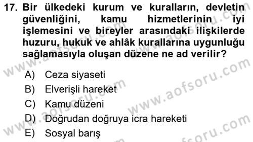 Vergi Ceza Hukuku Dersi 2023 - 2024 Yılı Yaz Okulu Sınav Soruları 17. Soru