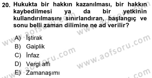 Vergi Ceza Hukuku Dersi 2023 - 2024 Yılı Yaz Okulu Sınav Soruları 20. Soru