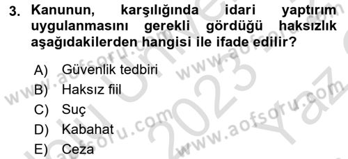 Vergi Ceza Hukuku Dersi 2023 - 2024 Yılı Yaz Okulu Sınav Soruları 3. Soru