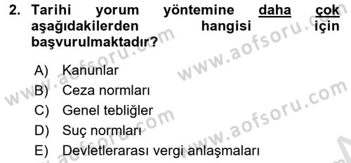Vergi Ceza Hukuku Dersi 2024 - 2025 Yılı (Vize) Ara Sınav Soruları 2. Soru