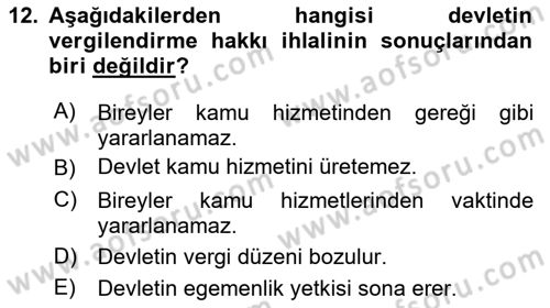 Vergi Ceza Hukuku Dersi 2024 - 2025 Yılı (Final) Dönem Sonu Sınav Soruları 12. Soru
