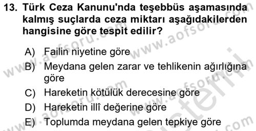 Vergi Ceza Hukuku Dersi 2024 - 2025 Yılı (Final) Dönem Sonu Sınav Soruları 13. Soru