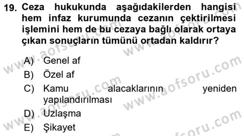 Vergi Ceza Hukuku Dersi 2024 - 2025 Yılı (Final) Dönem Sonu Sınav Soruları 19. Soru