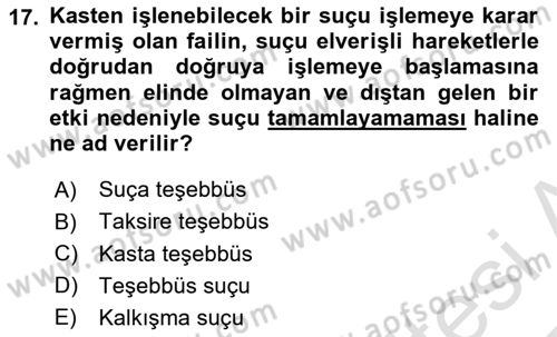 Vergi Ceza Hukuku Dersi 2024 - 2025 Yılı Yaz Okulu Sınav Soruları 17. Soru