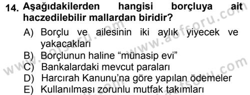 Vergi İcra Hukuku Dersi 2012 - 2013 Yılı (Vize) Ara Sınav Soruları 14. Soru