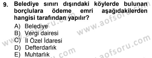 Vergi İcra Hukuku Dersi 2012 - 2013 Yılı (Final) Dönem Sonu Sınav Soruları 9. Soru