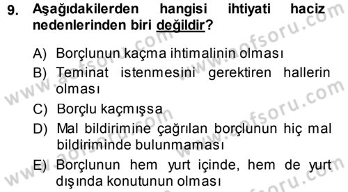 Vergi İcra Hukuku Dersi 2013 - 2014 Yılı (Vize) Ara Sınav Soruları 9. Soru