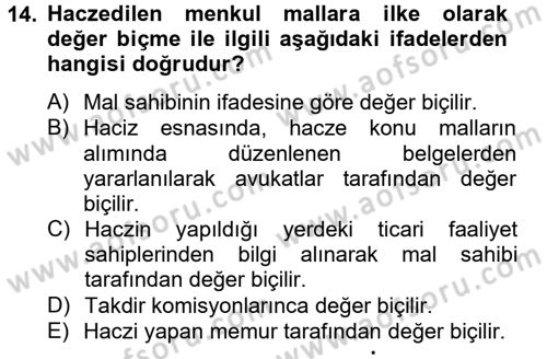 Vergi İcra Hukuku Dersi 2013 - 2014 Yılı Tek Ders Sınav Soruları 14. Soru