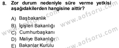 Vergi İcra Hukuku Dersi 2013 - 2014 Yılı Tek Ders Sınav Soruları 8. Soru