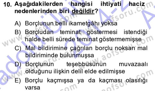 Vergi İcra Hukuku Dersi 2014 - 2015 Yılı (Vize) Ara Sınav Soruları 10. Soru