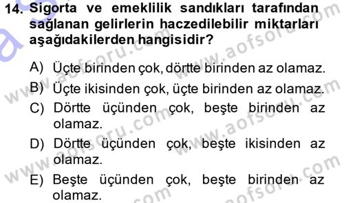 Vergi İcra Hukuku Dersi 2014 - 2015 Yılı (Vize) Ara Sınav Soruları 14. Soru