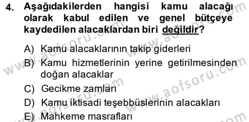 Vergi İcra Hukuku Dersi 2014 - 2015 Yılı (Vize) Ara Sınav Soruları 4. Soru