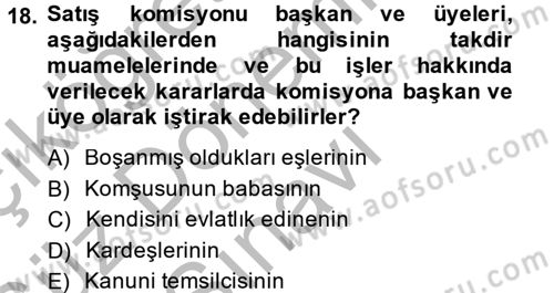 Vergi İcra Hukuku Dersi 2014 - 2015 Yılı (Final) Dönem Sonu Sınav Soruları 18. Soru
