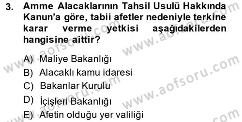 Vergi İcra Hukuku Dersi 2014 - 2015 Yılı (Final) Dönem Sonu Sınav Soruları 3. Soru