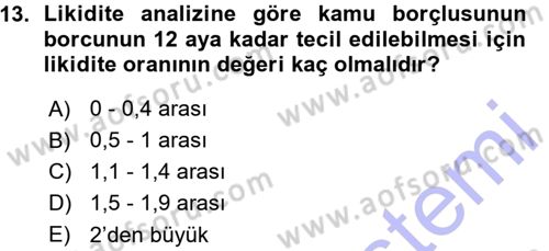 Vergi İcra Hukuku Dersi 2015 - 2016 Yılı (Vize) Ara Sınav Soruları 13. Soru