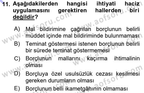 Vergi İcra Hukuku Dersi 2015 - 2016 Yılı (Final) Dönem Sonu Sınav Soruları 11. Soru
