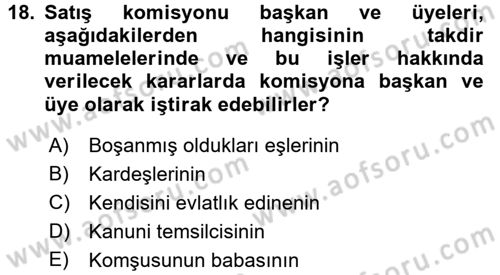 Vergi İcra Hukuku Dersi 2015 - 2016 Yılı Tek Ders Sınav Soruları 18. Soru