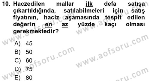 Vergi İcra Hukuku Dersi 2016 - 2017 Yılı 3 Ders Sınav Soruları 10. Soru