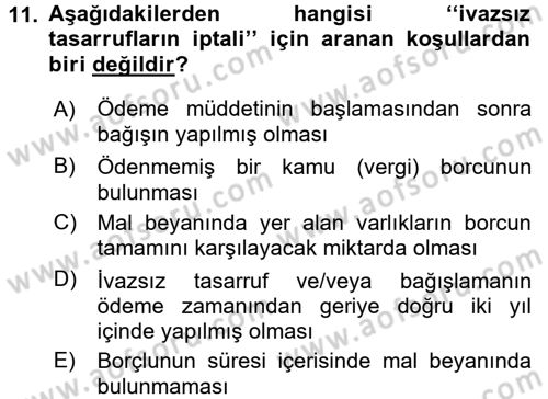 Vergi İcra Hukuku Dersi 2016 - 2017 Yılı 3 Ders Sınav Soruları 11. Soru
