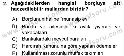 Vergi İcra Hukuku Dersi 2016 - 2017 Yılı 3 Ders Sınav Soruları 2. Soru