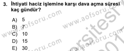 Vergi İcra Hukuku Dersi 2016 - 2017 Yılı 3 Ders Sınav Soruları 3. Soru