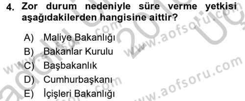 Vergi İcra Hukuku Dersi 2016 - 2017 Yılı 3 Ders Sınav Soruları 4. Soru