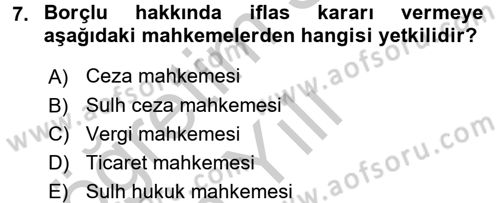 Vergi İcra Hukuku Dersi 2016 - 2017 Yılı 3 Ders Sınav Soruları 7. Soru