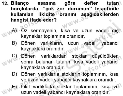 Vergi İcra Hukuku Dersi 2016 - 2017 Yılı (Vize) Ara Sınav Soruları 12. Soru