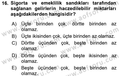 Vergi İcra Hukuku Dersi 2016 - 2017 Yılı (Vize) Ara Sınav Soruları 16. Soru