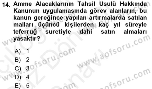 Vergi İcra Hukuku Dersi 2016 - 2017 Yılı (Final) Dönem Sonu Sınav Soruları 14. Soru