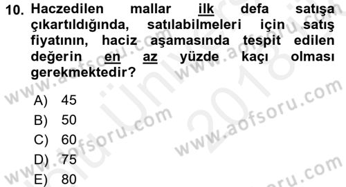 Vergi İcra Hukuku Dersi 2017 - 2018 Yılı 3 Ders Sınav Soruları 10. Soru