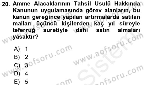 Vergi İcra Hukuku Dersi 2017 - 2018 Yılı 3 Ders Sınav Soruları 20. Soru